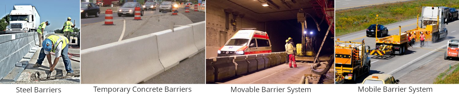 Positive Protection highway barriers separate workers from motorized traffic and safeguard workers from longitudinal and lateral work zone intrusions. Positive Protection highway barriers separate workers from motorized traffic and safeguard workers from longitudinal and lateral work zone intrusions.